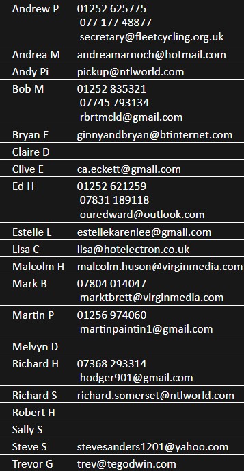 Ride leader contact details, as image
